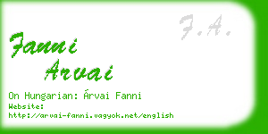 fanni arvai business card