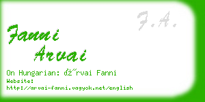 fanni arvai business card